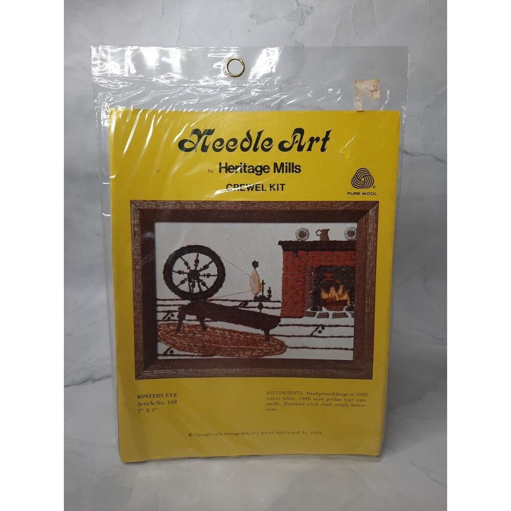 1976 Needle Art By Heritage Mills Crewel Kit Winters Eve 7x5